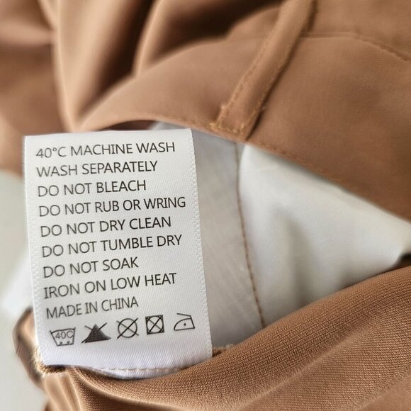 Tronjori High Waist Wide Leg Trousers Women 12 Camel Polyester Pleated Front NWT - Picture 5 of 6